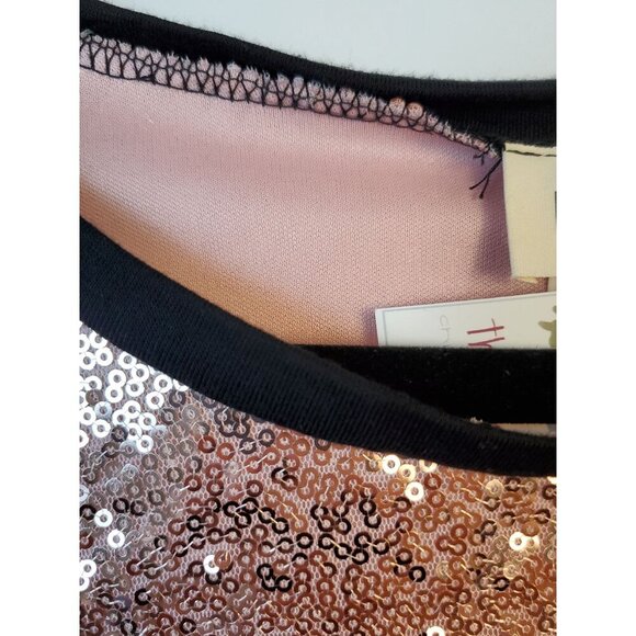 Bibi Women's Shirt Plaid M Red Black Long Sleeve Rose Gold Sequins NWOT - Picture 3 of 10